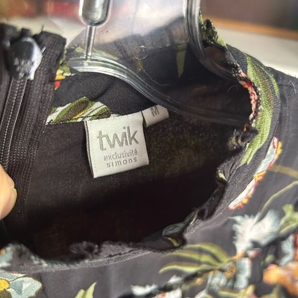 Twik by Simons Black Floral Long Sleeve Dress M - Picture 9 of 16